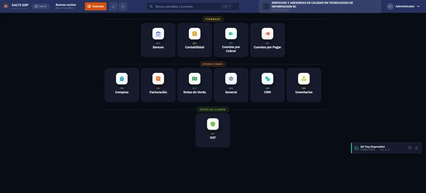 Todos los módulos en una pantalla